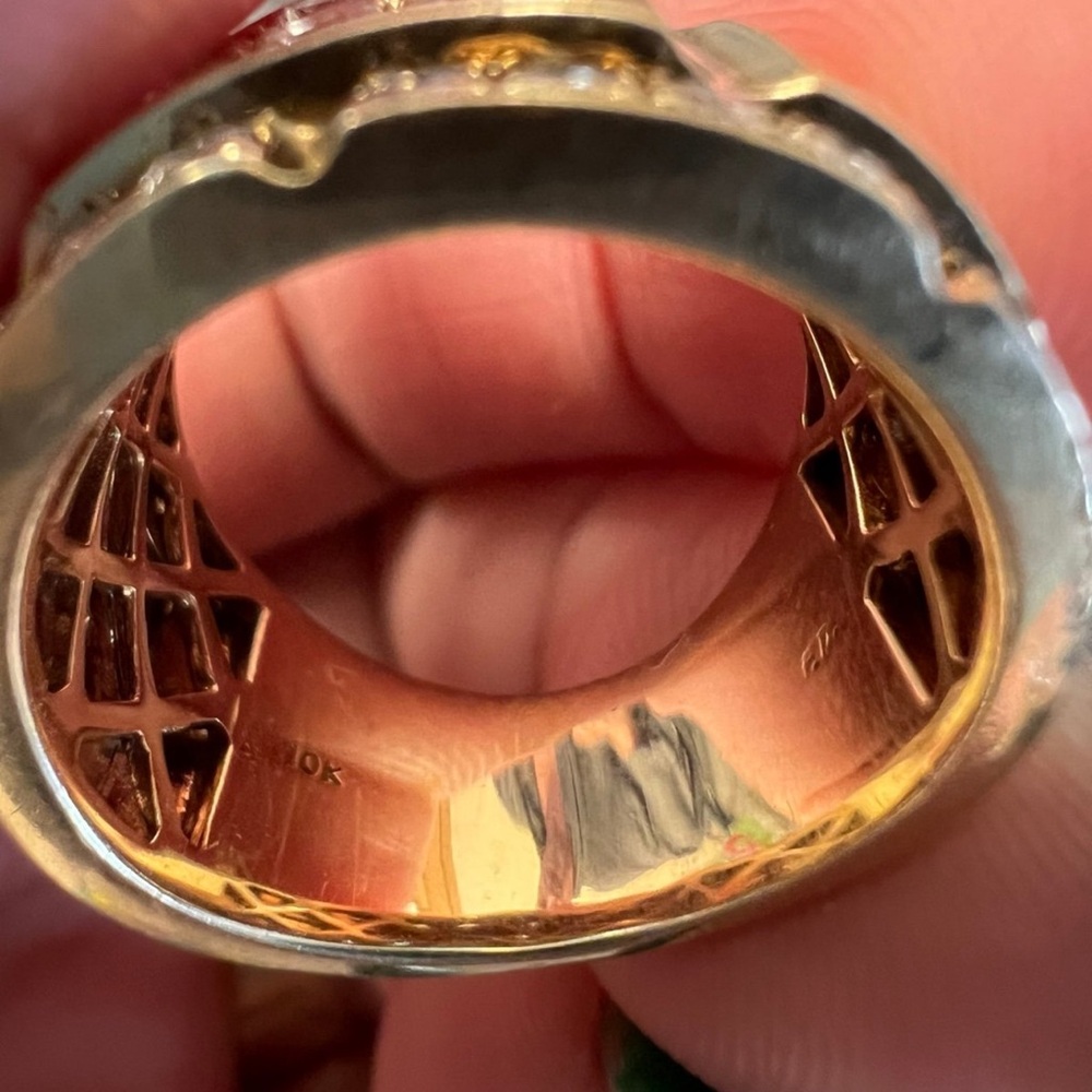 Wide band solid gold natural diamond ring - Picture 3 of 10